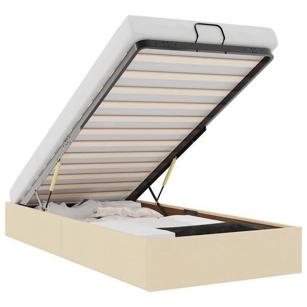 vidaXL Osmanų lovos rėmas be čiužinio, kreminis, 90x200cm, audinys