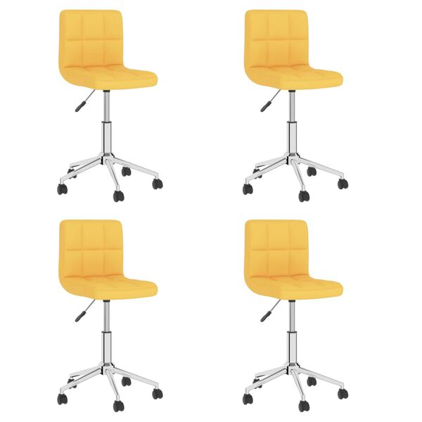 vidaXL Pasukamos valgomojo kėdės, 4vnt., garstyčių geltonos, audinys