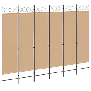 vidaXL 6-skydelio kambario pertvara Smėlio 240 x 180 cm Audinys