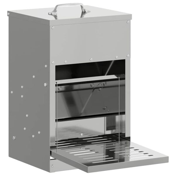 vidaXL Vištų treadle šėrykla Sidabro 25 x 42 x 40 cm Cinkuota plienas