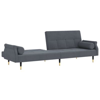 vidaXL Sofa-lova su pagalvėlėmis, tamsiai pilkos spalvos, aksomas