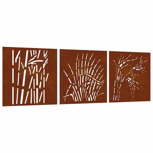 vidaXL Sodo sienos dekoracija, 3 dalių, 55x55cm, corten plienas