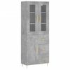 vidaXL Komoda, betono pilkos spalvos, 69,5x34x180cm, apdirbta mediena