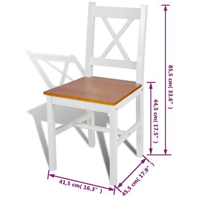 vidaXL Valgomojo kėdės, 4 vnt., baltos, pušies mediena