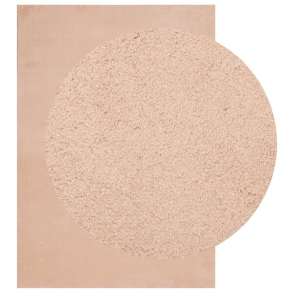 vidaXL Kilimas HUARTE, rausvos spalvos, 140x200cm, trumpi &scaron;ereliai