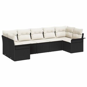 vidaXL Sodo Sofų Rinkinys su saugykla 7 pcs Juoda Poli ratanas