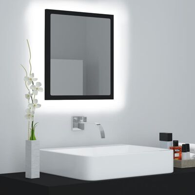 vidaXL Vonios kambario LED veidrodis, juodas, 40x8,5x37cm, akrilas