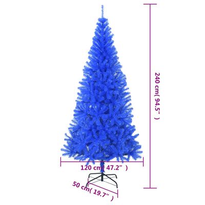 vidaXL Dirbtinė Kalėdų eglutė su stovu, mėlynos spalvos, 240cm, PVC