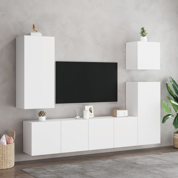 vidaXL Sieninė TV spintelė, balta, 40,5x30x90cm, apdirbta mediena