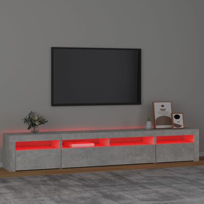 vidaXL TV spintelė su LED apšvietimu, betono pilka, 240x35x40cm