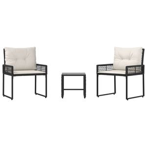 vidaXL Lauko baldų komplektas su pagalve 3 pcs Juoda ir Balta