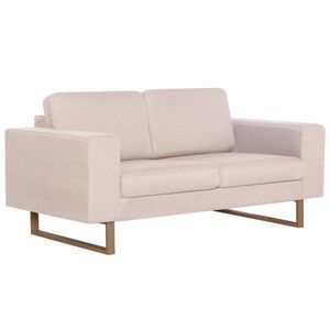 vidaXL Dvivietė sofa, kreminės spalvos, audinys