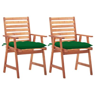 vidaXL Lauko valgomojo kėdės su pagalvėlėmis, 2vnt., akacijos masyvas