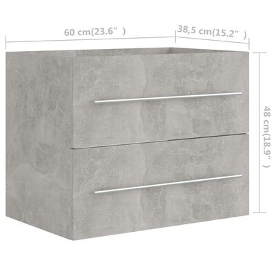 vidaXL Vonios baldų komplektas, 2 dalių, betono pilkas, mediena