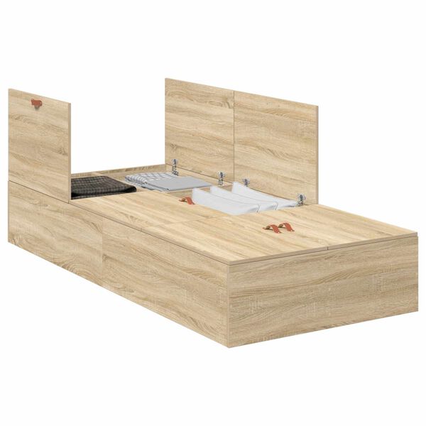 vidaXL Lovos rėmas Sonoma ąžuolas 90 x 200 cm Apdirbta mediena