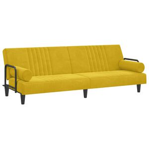 vidaXL Sofa-lova su porankiais, geltonos spalvos, aksomas