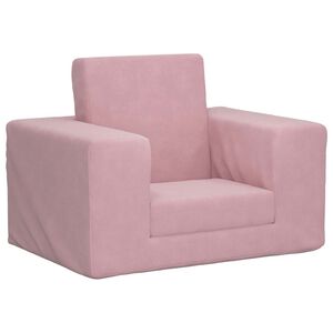 vidaXL Vaiki&scaron;ka sofa-lova, rožinės spalvos, mink&scaron;tas pliu&scaron;as