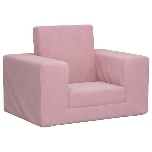 vidaXL Vaikiška sofa-lova, rožinės spalvos, minkštas pliušas