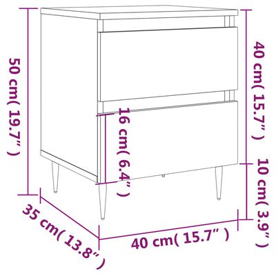 vidaXL Naktinės spintelės, 2vnt., baltos, 40x35x50cm, apdirbta mediena