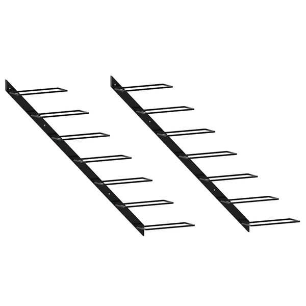 vidaXL Prie sienos montuojami vyno laikikliai, 2vnt., juodi, metalas