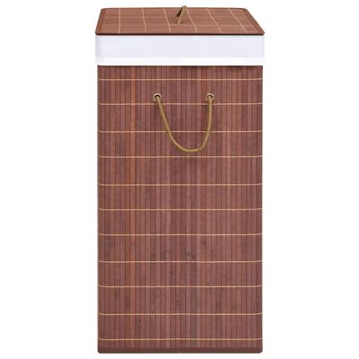 vidaXL Skalbinių krepšys su 2 skyriais, rudos spalvos, bambukas, 100l