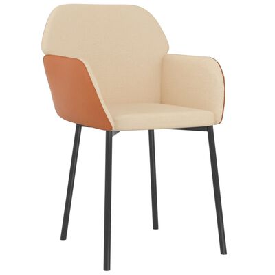 vidaXL Valgomojo kėdės, 2vnt., kreminės spalvos, audinys/dirbtinė oda