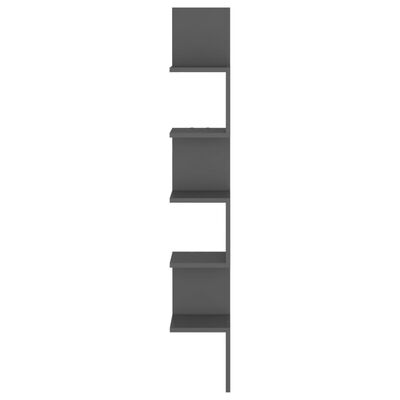 vidaXL Sieninė kampinė lentyna, pilkos spalvos, 20x20x127,5cm, MDP