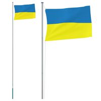 vidaXL Ukrainos vėliava su stiebu, aliuminis, 6,23m