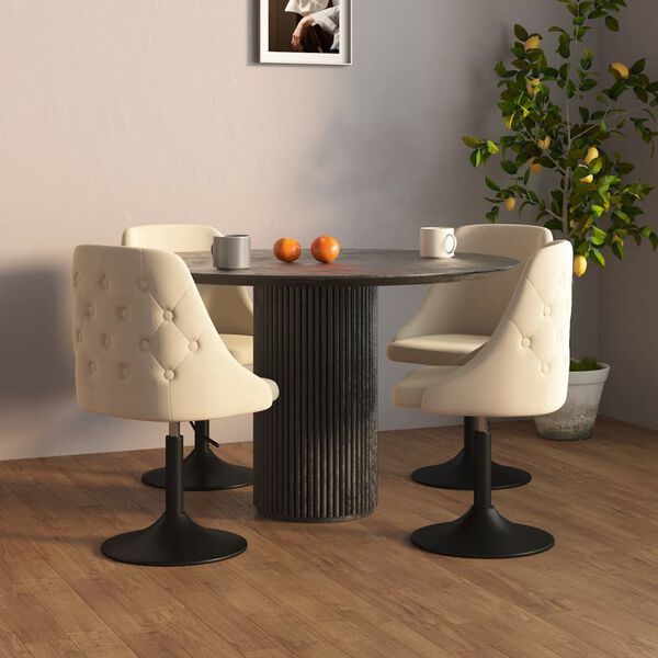 vidaXL Valgomojo kėdės, 4vnt., kreminės spalvos, aksomas