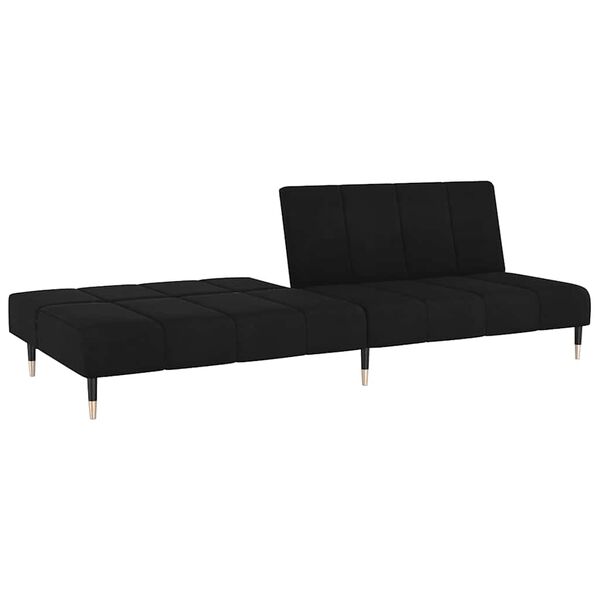 vidaXL Dvivietė sofa-lova, juodos spalvos, aksomas