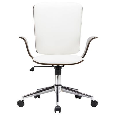 vidaXL Pasukama biuro kėdė, balta, dirbtinė oda ir lenkta mediena