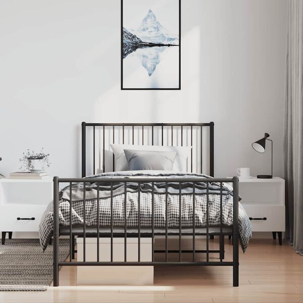 vidaXL Lovos rėmas su galvūgaliu/kojūgaliu, juodas, 100x190cm, metalas