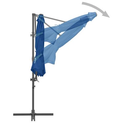 vidaXL Gembinis skėtis su plieniniu stulpu, tamsiai mėlynas, 300cm