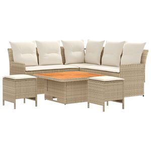 vidaXL Baldų komplektai su pagalve 6 pcs Bežinė ir kreminė PE ratanas