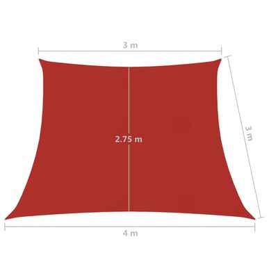 vidaXL Uždanga nuo saulės, raudonos spalvos, 3/4x3m, HDPE, 160g/m²