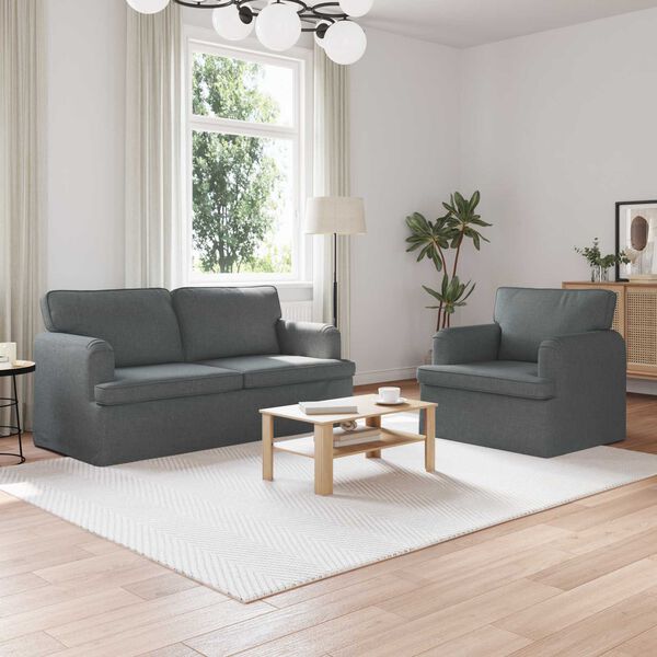 vidaXL Sofa 140cm 2 pcs Tamsiai pilka Metalas