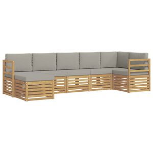 vidaXL Lauko sofos komplektas 7 vnt. Balta ir &scaron;viesiai pilka