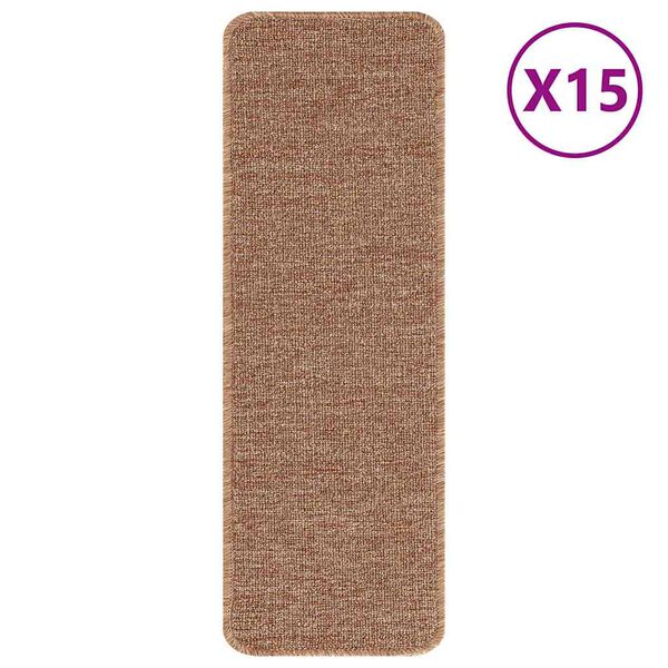 vidaXL Slydimui atsparūs laiptų kilimėliai 15 pcs Geltona 60 x 25 cm