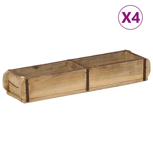 vidaXL Padėklas 4 pcs Ruda 57 x 15 x 9 cm Kietas atkurtas medis