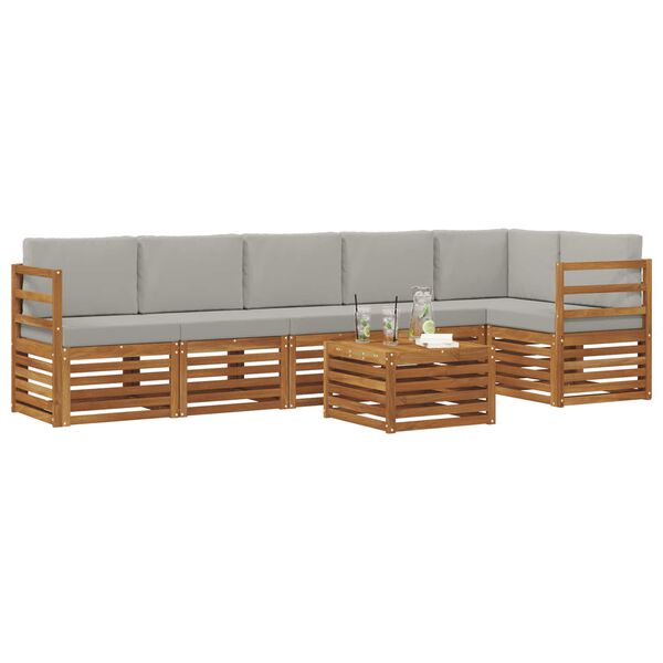 vidaXL Sofų komplektai su pagalve 7 pcs Natūrali ir &scaron;viesiai pilka