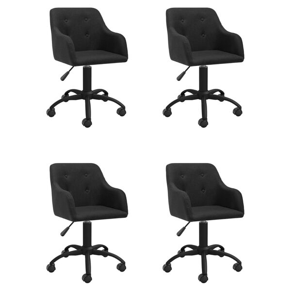 vidaXL Pasukamos valgomojo kėdės, 4vnt., juodos spalvos, audinys