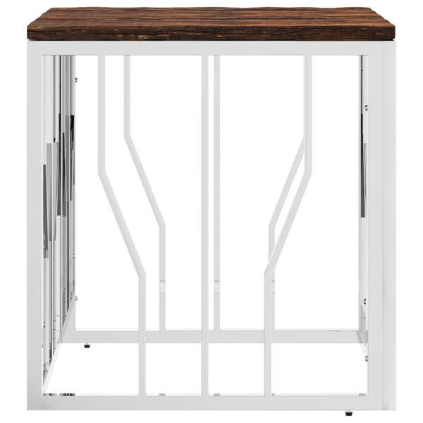 vidaXL Kavos staliukas, sidabrinis, plienas ir perdirbta mediena