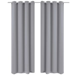 vidaXL Naktinės užuolaidos su metal. kilp., 2vnt., 135x175cm, pilkos