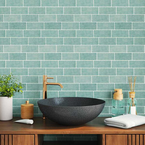 vidaXL Metro plytelė 10 pcs Pilkai žalia 29.4 x 21.4 cm