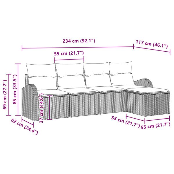 vidaXL Sofos komplektas su pagalve &Scaron;viesiai pilka poliratanas
