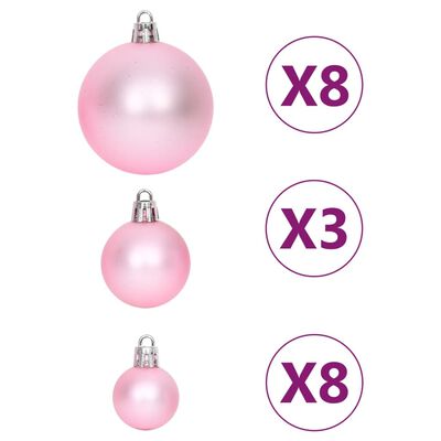 vidaXL Kalėdinių žaisliukų rinkinys, 65vnt., rožiniai/raudoni/balti