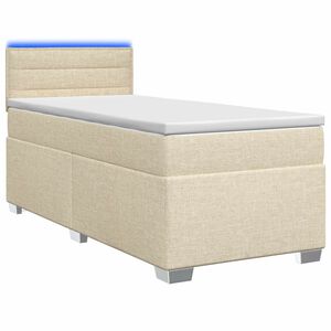 vidaXL Lova su čiužiniu ir LED ap&scaron;vietimu Kreminė 80 x 200 cm Audinys