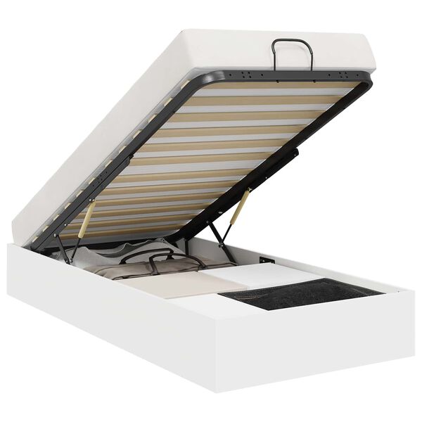 vidaXL Otomano lovos rėmas su saugykla Balta 193 x 120 x 25 cm