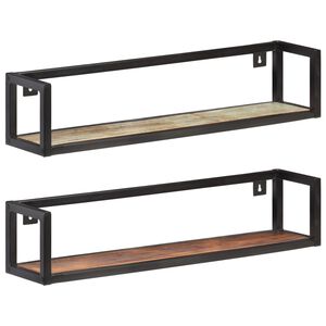 vidaXL Sieninės lentynos, 2vnt., 80cm, perdirbtos medienos masyvas