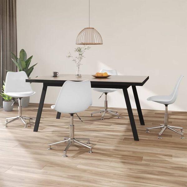 vidaXL Pasukamos valgomojo kėdės, 4vnt., baltos spalvos, dirbtinė oda